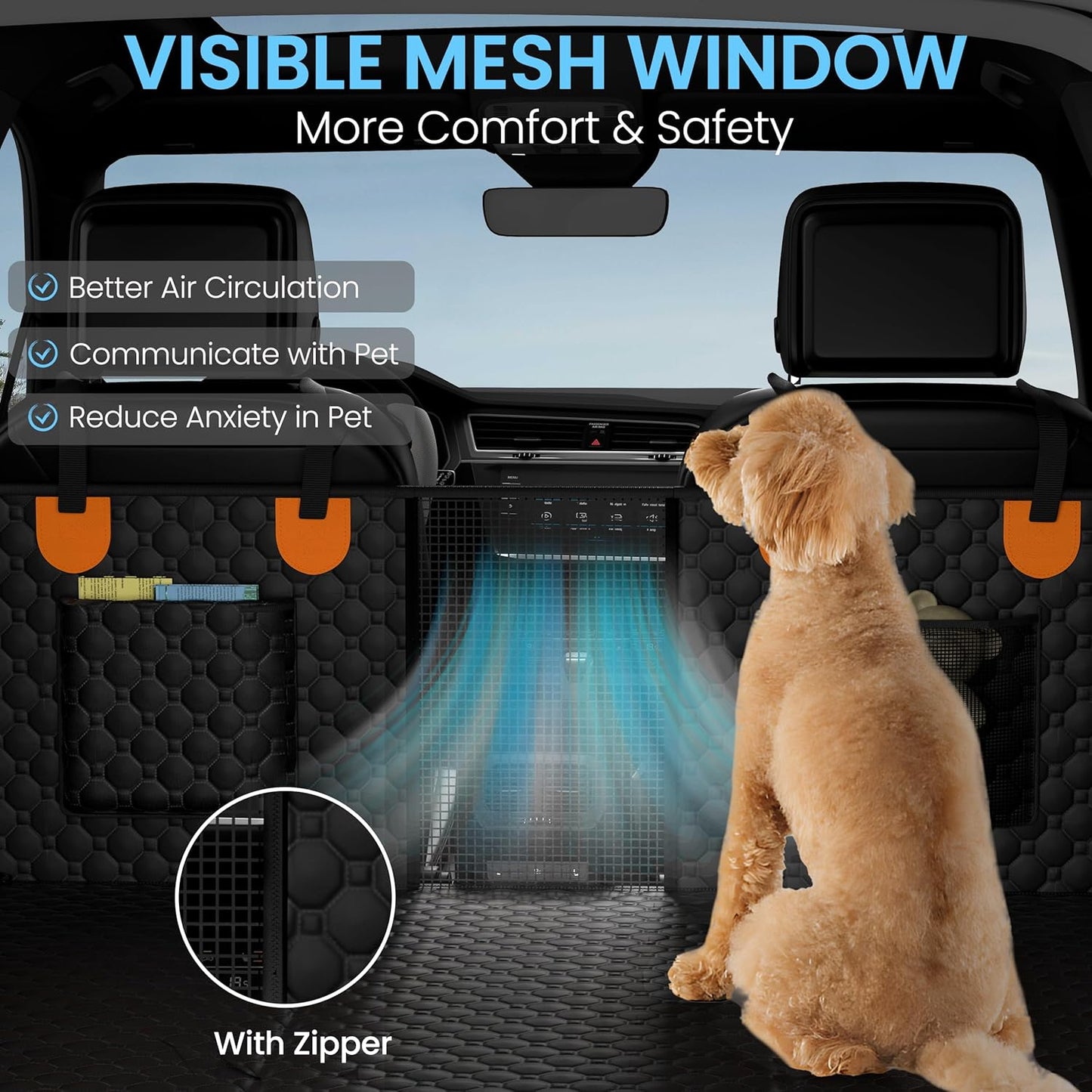 Heavy-Duty Dog Car Seat Cover & Hammock – Waterproof, Hard Bottom, 400lb Support for Trucks, SUVs, & Cars