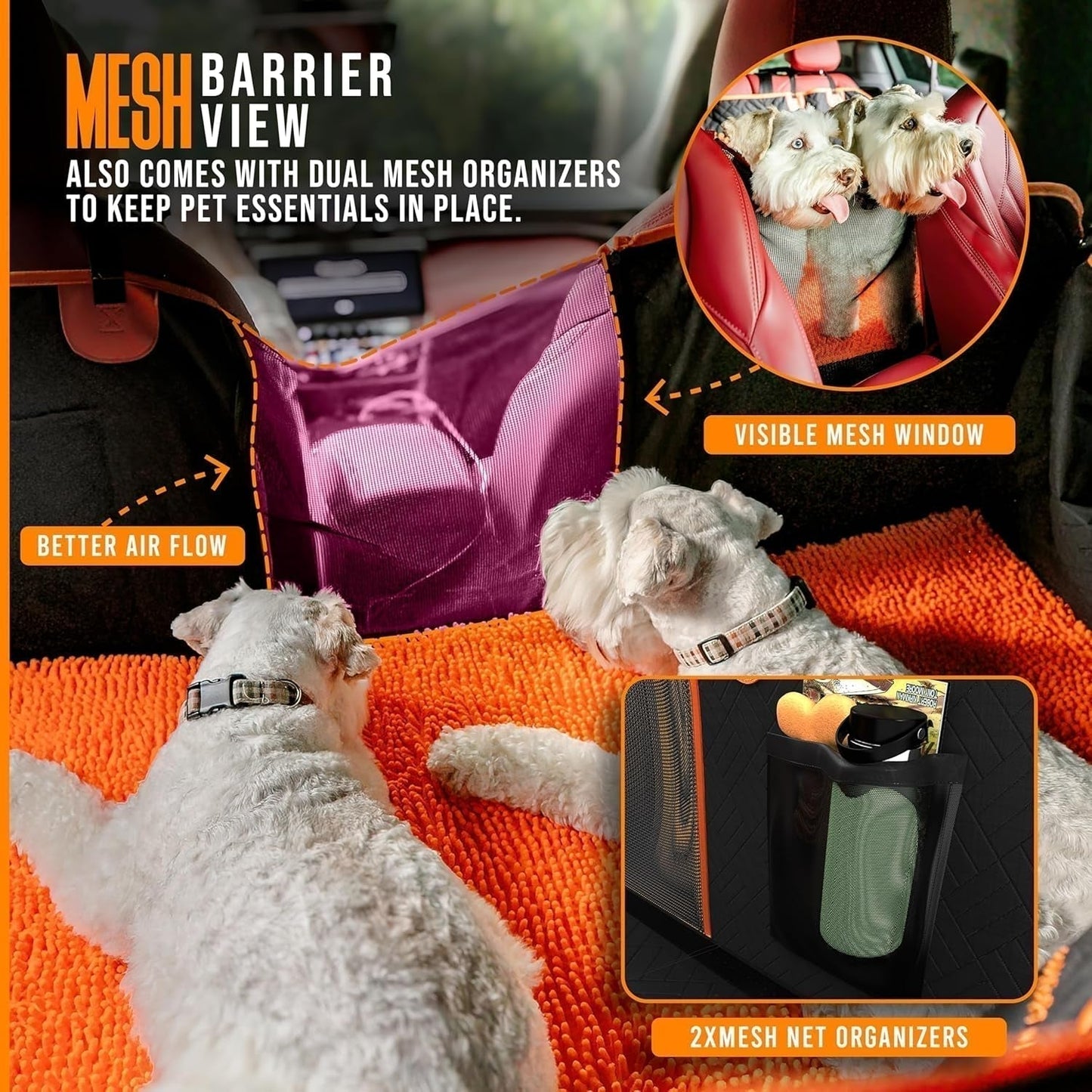Back Seat Extender for Dogs with Orthopedic Dog Bed & Hard Bottom