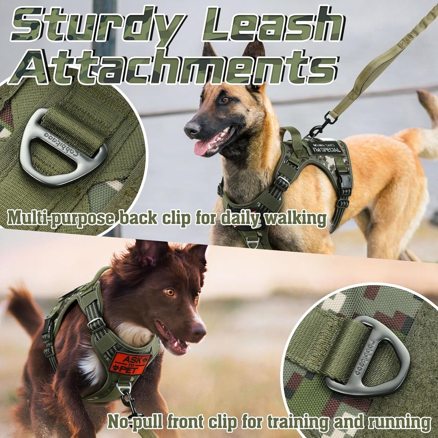 No Pull Reflective Tactical Dog Harness with Handle & Molle