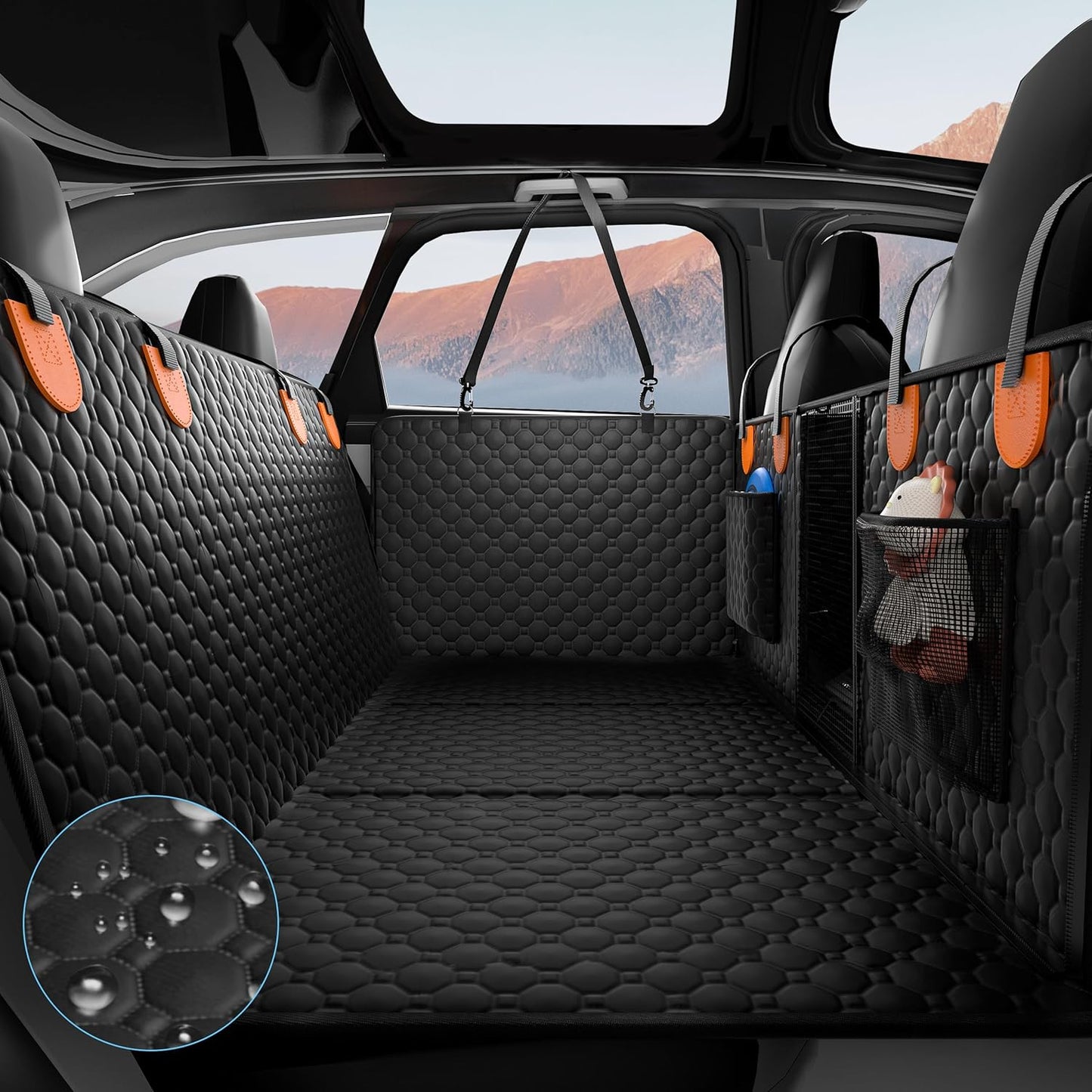 Heavy-Duty Dog Car Seat Cover & Hammock – Waterproof, Hard Bottom, 400lb Support for Trucks, SUVs, & Cars
