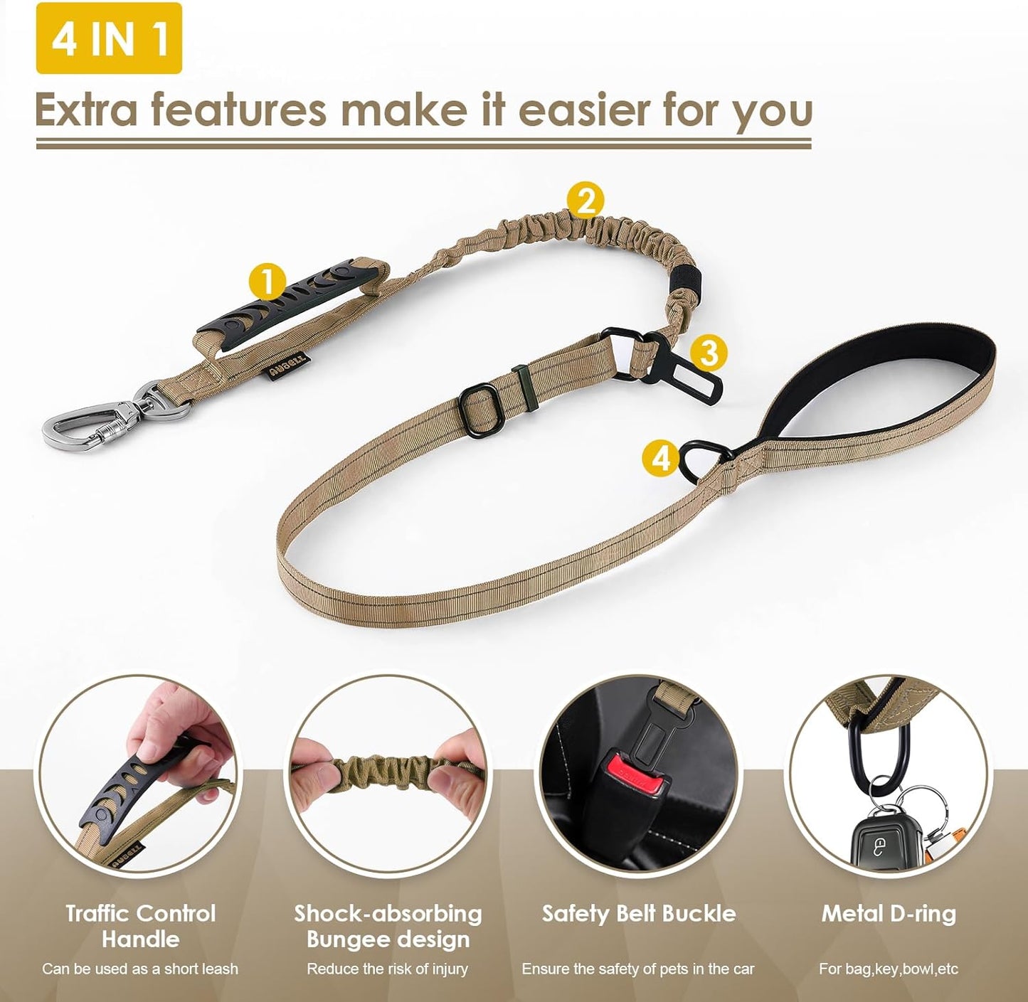 Heavy Duty 4-6Ft Tactical Dog Leash
