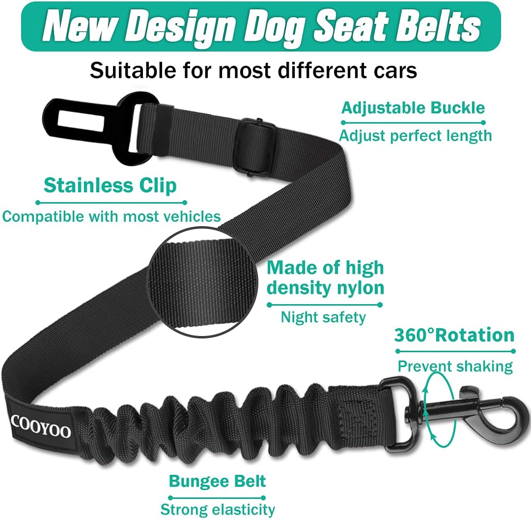 Retractable Dog Car Seat Belt (Heavy Duty With Elastic Bungee Buffer)