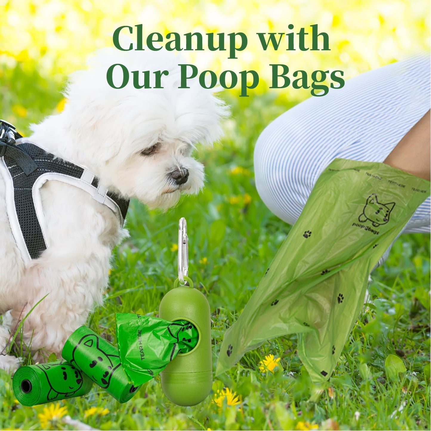Dog Poop Bags with Free Dispenser & Leash Clip (270 Count, Scented, Leak-Proof)