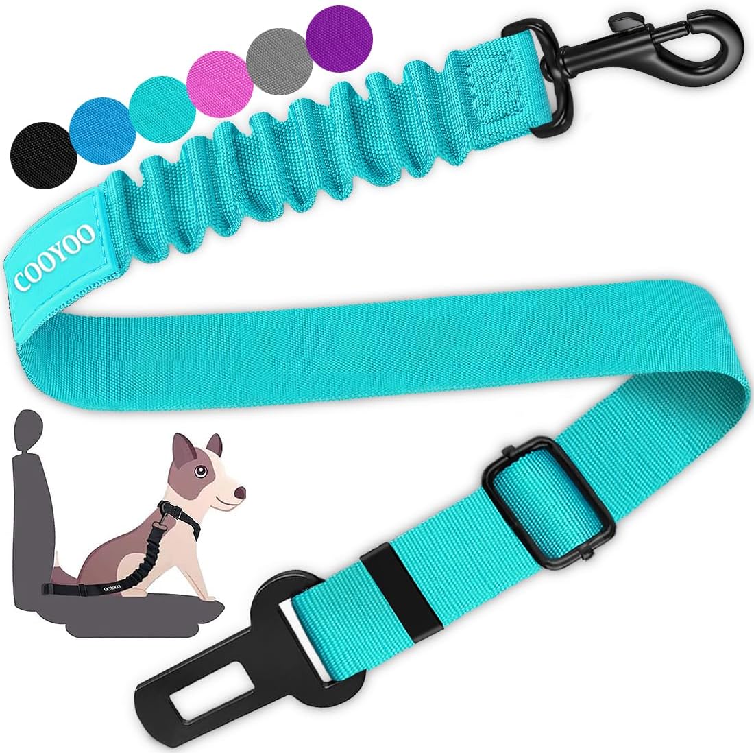 Retractable Dog Car Seat Belt (Heavy Duty With Elastic Bungee Buffer)