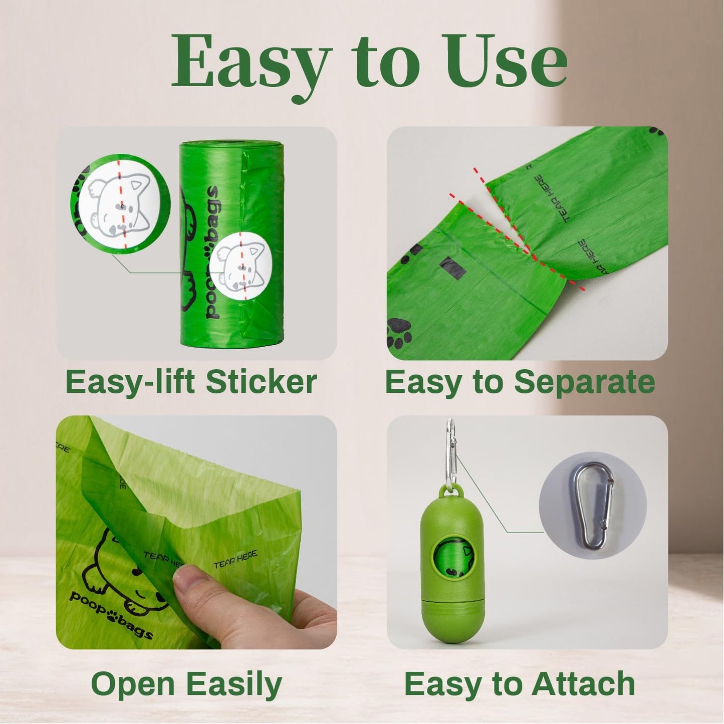 Dog Poop Bags with Free Dispenser & Leash Clip (270 Count, Scented, Leak-Proof)