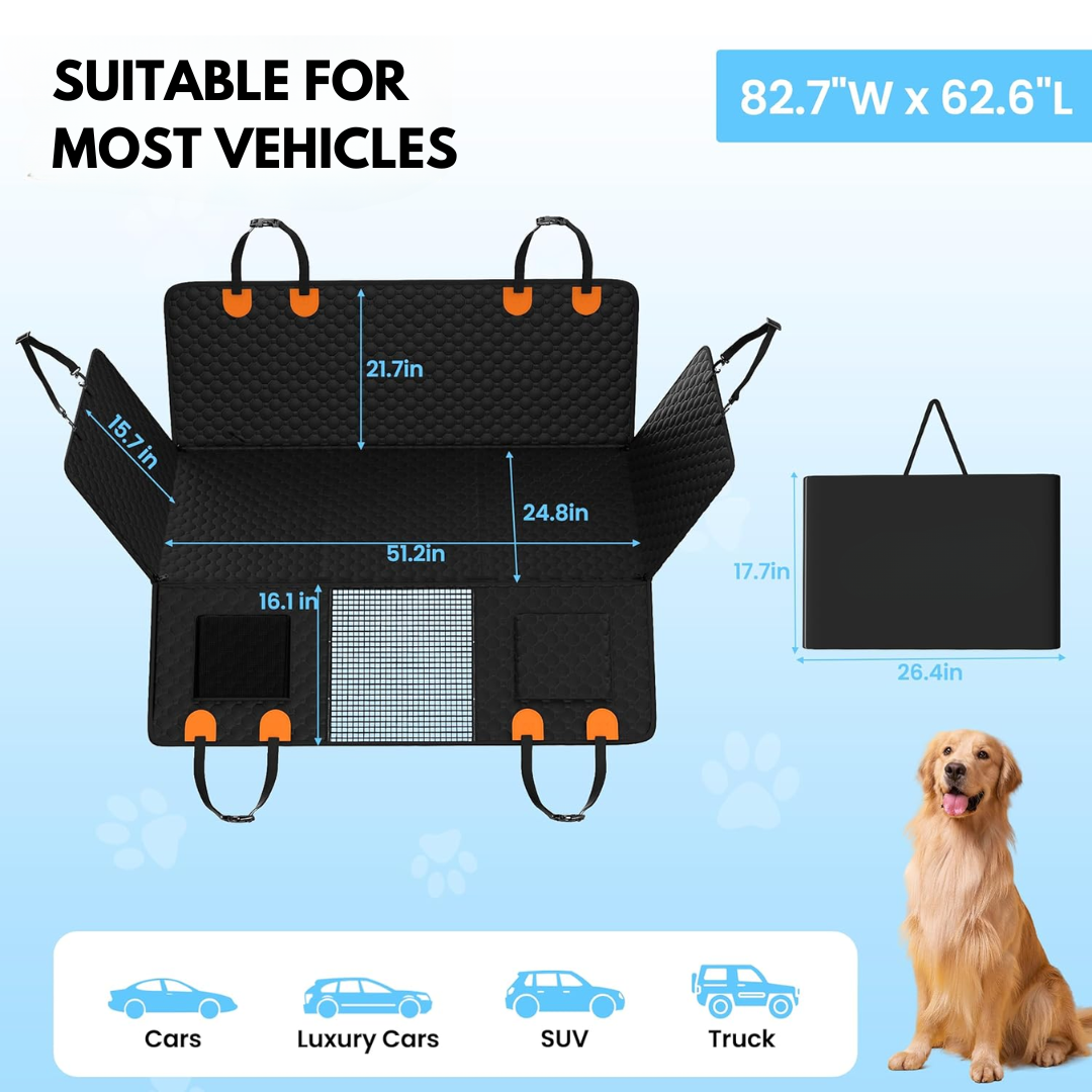 Large Heavy-Duty Dog Car Seat Cover & Hammock for Trucks, SUVs, & Cars