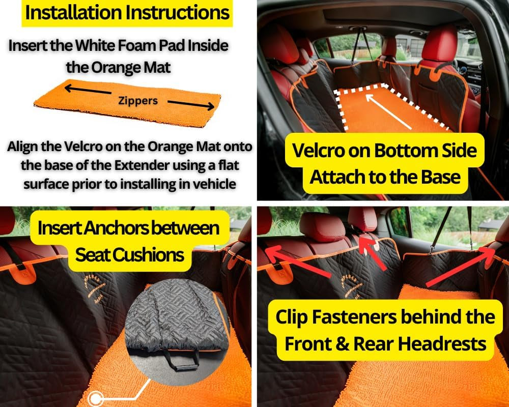Back Seat Extender for Dogs with Orthopedic Dog Bed & Hard Bottom