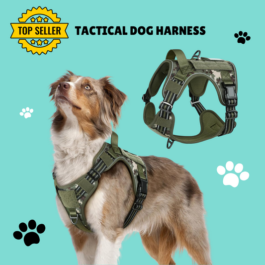 No Pull Reflective Tactical Dog Harness with Handle & Molle