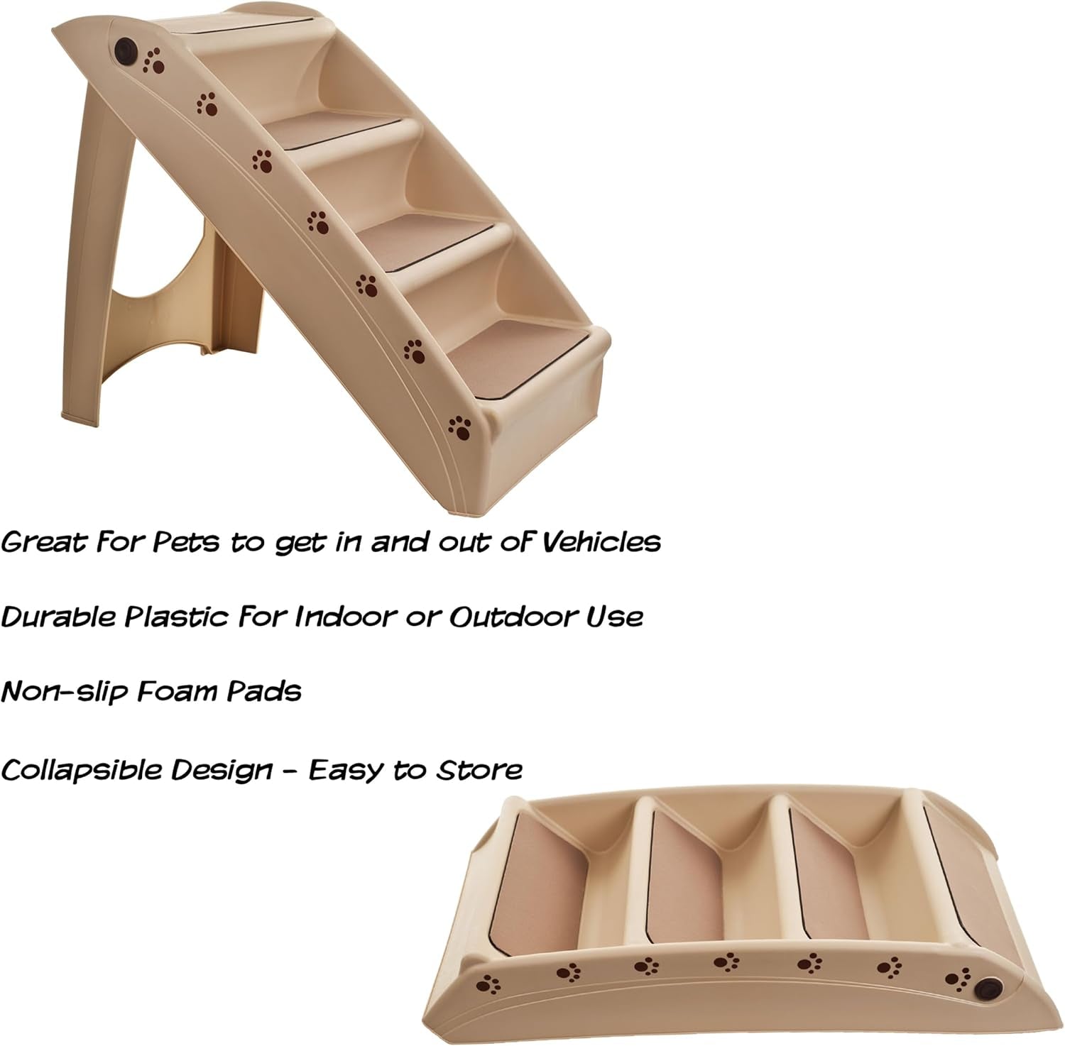 Pet Stairs - Home and Vehicle Foldable Nonslip Dog Steps with 4-Step Design 