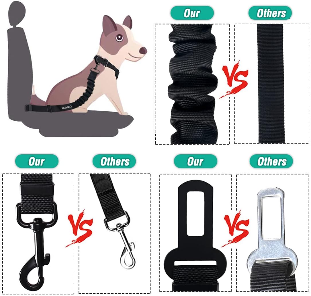 Retractable Dog Car Seat Belt (Heavy Duty With Elastic Bungee Buffer)
