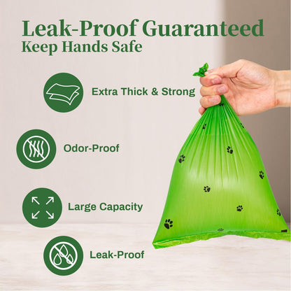 Dog Poop Bags with Free Dispenser & Leash Clip (270 Count, Scented, Leak-Proof)