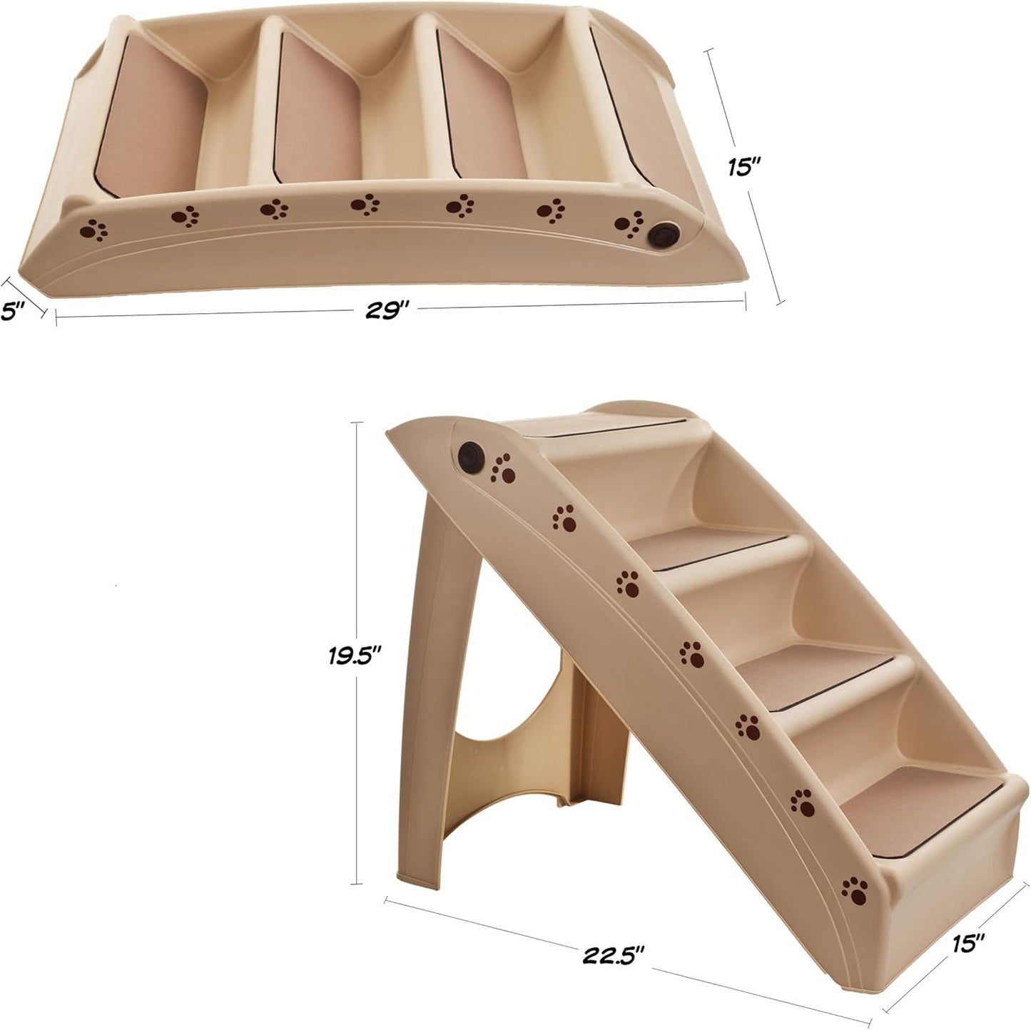 Pet Stairs - Home and Vehicle Foldable Nonslip Dog Steps with 4-Step Design 